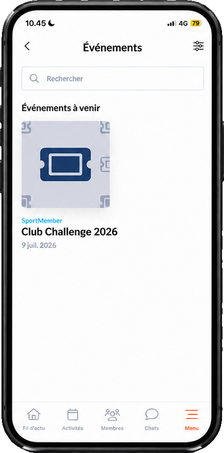 La billetterie et les événements du club dans l'application SportMember